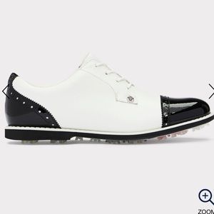 G/fore 7.5 ladies cap toe gallivanter onyx black white golf shoe